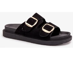 Juodos basutės su aukso spalvos sagtimis Step in style