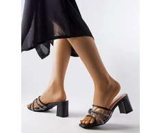 Juodos elegantiškos šlepetės su cirkonais Elettia