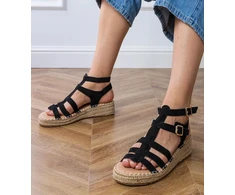 Juodos espadrilės basutės su žema platforma moterims