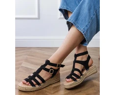 Juodos espadrilės basutės su žema platforma moterims