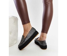 Juodos espadrilės, puoštos sidabro siūlais Havin