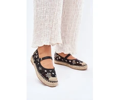 Juodos espadrilės su gėlių siuvinėjimu Step in style
