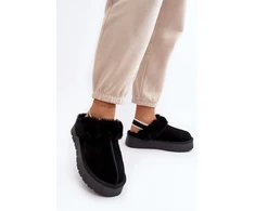 Juodos moteriškos šlepetės su pašiltinimu Step in style