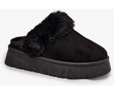 Juodos moteriškos šlepetės su platforma Step in style