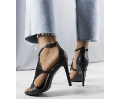 Juodos spalvos elegantiški Caleb stiletto sandalai