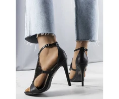 Juodos spalvos elegantiški Caleb stiletto sandalai
