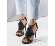 Juodos spalvos elegantiški Caleb stiletto sandalai
