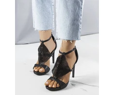 Juodos spalvos elegantiški Caleb stiletto sandalai