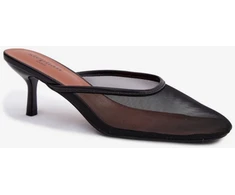 Juodos tinklelio aukštakulnės basutės Step in style