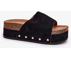 Juodos zomšos imitacijos basutės su platforma ir kniedėmis Step in style
