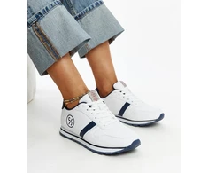 Jūrinės mėlynos ir baltos spalvos moteriški kedai CROSS JEANS