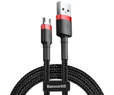 Kabelis USB A - micro USB BASEUS CAMKLF-B91 (1.0m, QC3.0, nailoninis, raudonas/juodas)