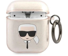 Karl Lagerfeld KLA2UKHGD AirPods dėklas aukso spalvos Glitter Karl`s Head