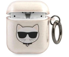 Karl Lagerfeld Blizgučių Choupette dėklas, skirtas AirPods 1 / 2 - Auksinis