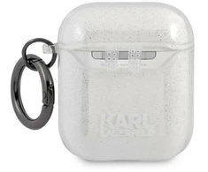 Karl Lagerfeld Blizgučių dėklas "Karl's Head" AirPods 1/2 - sidabrinis