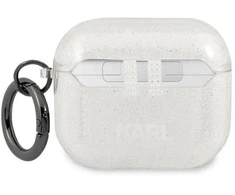 Karl Lagerfeld Blizgučių dėklas su Karlo galva AirPods 3 - sidabrinis