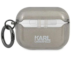 Karl Lagerfeld Blizgučių Karlo galvos dėklas AirPods Pro - Juodas