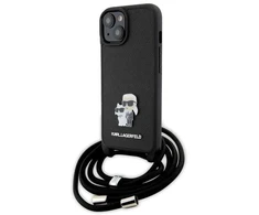 Karl Lagerfeld KLHCP15MSAKCPSK Apple iPhone 15 Plus / 14 Plus 6.7″ kietas dėklas juodos spalvos Crossbody Saffiano