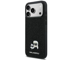 Karl Lagerfeld Deimantukų dėklas su sagtimi Karl&amp;Choupette iPhone 17 Pro Max – juodas