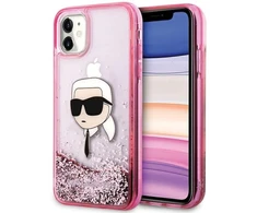 Karl Lagerfeld KLHCN61LNKHCP Apple iPhone 11/XR rožinės spalvos kietas dėklas Glitter Karl Head