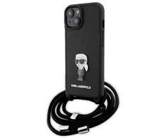 Karl Lagerfeld KLHCP15SSASKNPSK Apple iPhone 15 / 14 / 13 6.1″ kietas dėklas juodos spalvos Crossbody Saffiano Mon