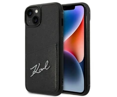 Karl Lagerfeld KLHCP14MCSSK Apple iPhone 14 Plus / 15 Plus 6,7″ kietas dėklas juodos spalvos Signature Logo Cardsl