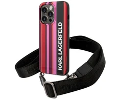 Dėklas Karl Lagerfeld KLHCP14LSTSTP Apple iPhone 14 Pro 6,1″ hardcase rožinės spalvos Color Stripes Strap