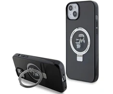 Karl Lagerfeld KLHMP14SHMRSKCK Apple iPhone 14/ 15 / 13 6.1″ juodos spalvos kietas dėklas Ring Stand Karl&amp;Choupet