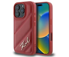 Karl Lagerfeld KLHCP16LPQDSMGR Apple iPhone 16 Pro 6.3″ red kietas dėklas Quilted Signature