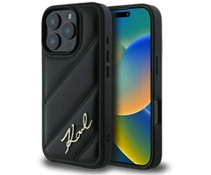 Karl Lagerfeld KLHCP16LPQDSMGK Apple iPhone 16 Pro 6.3″ juodos spalvos kietas dėklas Quilted Signature