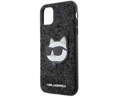 Karl Lagerfeld Glitter Choupette Patch dėklas iPhone 11 / Xr - Juodos spalvos