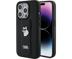 Karl Lagerfeld KLHCP15LGSACHPK Apple iPhone 15 Pro 6.1″ juodos spalvos kietas dėklas Gripstand Saffiano Choupette