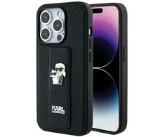 Karl Lagerfeld KLHCP13LGSAKCPK Apple iPhone 13 Pro / 13 6.1″ juodos spalvos kietas dėklas Gripstand Saffiano Karl&