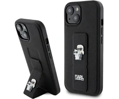 Karl Lagerfeld KLHCP15MGSAKCPK Apple iPhone 15 Plus / 14 Plus 6.7″ juodos spalvos kietas dėklas Gripstand Saffiano