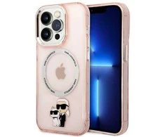 Karl Lagerfeld Iconic Karl&amp;Choupette MagSafe dėklas iPhone 14 Pro Max - rožinis