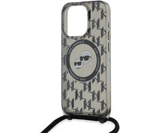 Karl Lagerfeld IML Crossbody Monogram Karl &amp; Choupette dėklas su MagSafe, skirtas iPhone 15 Pro - juodas