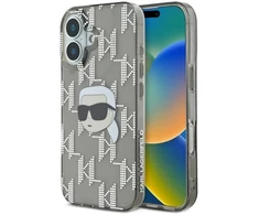 Karl Lagerfeld KLHCP16SHKLPKHK iPhone 16 6.1" juodos spalvos kietas dėklas IML Karl Head Electroplated