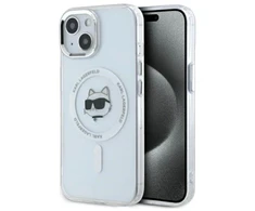 Karl Lagerfeld KLHMP15MHLSCHH Apple iPhone 15 Plus 6.7″ baltos spalvos kietas dėklas IML Metal Choupette Head MagSafe