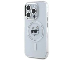 Karl Lagerfeld KLHMP15LHLSCHH Apple iPhone 15 Pro 6.1″ baltos spalvos kietas dėklas IML Metal Choupette Head MagSafe