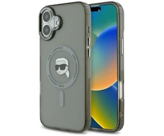 Karl Lagerfeld KLHMP16MHLSKIK Apple iPhone 16 Plus 6.7″ juodos spalvos kietas dėklas IML Metal Karl Head MagSafe