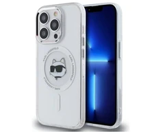 Karl Lagerfeld KLHMP13LHLSCHH Apple iPhone 13 Pro 6.1″ baltos spalvos kietas dėklas IML Metal Choupette Head MagS