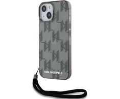 Karl Lagerfeld KLHCP15SHKDPNSK Apple iPhone 15 / 14 / 13 6.1″ juodos spalvos kietas dėklas IML Mono KL Pattern & C