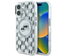 Dėklas Karl Lagerfeld KLHMP16SHMCKMHT Apple iPhone 16 6.1″ skaidrus IML Monogram Karl&Choupette H