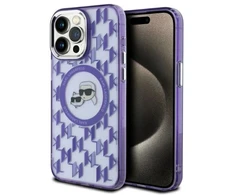 Dėklas Karl Lagerfeld KLHMP15XHMCKMHU Apple iPhone 15 Pro Max 6.7″ violetinės spalvos IML Monogram Karl&amp;Choupette He