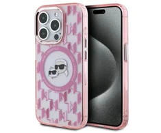Dėklas Karl Lagerfeld KLHMP15LHMCKMHP Apple iPhone 15 Pro 6.1″ rožinės spalvos IML Monogram Karl&amp;Choupette Head MagSaf