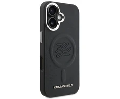 Karl Lagerfeld „MagSafe“ dėklas su inicialais ir metaliniu logotipu, skirtas „iPhone 16“ – Juodas