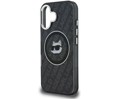 „Karl Lagerfeld IML Choupette“ galvos logotipo „MagSafe“ dėklas, skirtas „iPhone 16“ – juodas