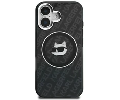 „Karl Lagerfeld IML Choupette“ galvos logotipo „MagSafe“ dėklas, skirtas „iPhone 16“ – juodas