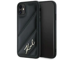 Karl Lagerfeld KLHCN61PQDSMGK Apple iPhone 11 / Xr 6.1″ juodos spalvos kietas dėklas Diagonal Quilted Script