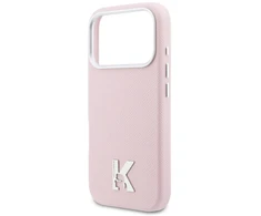 Karl Lagerfeld dėklas, skirtas IPHONE 17 Pro Max, suderinamas su MagSafe KLHMP17X5PGFKHGP (PU FW W/ KHead logotipu), rožinis